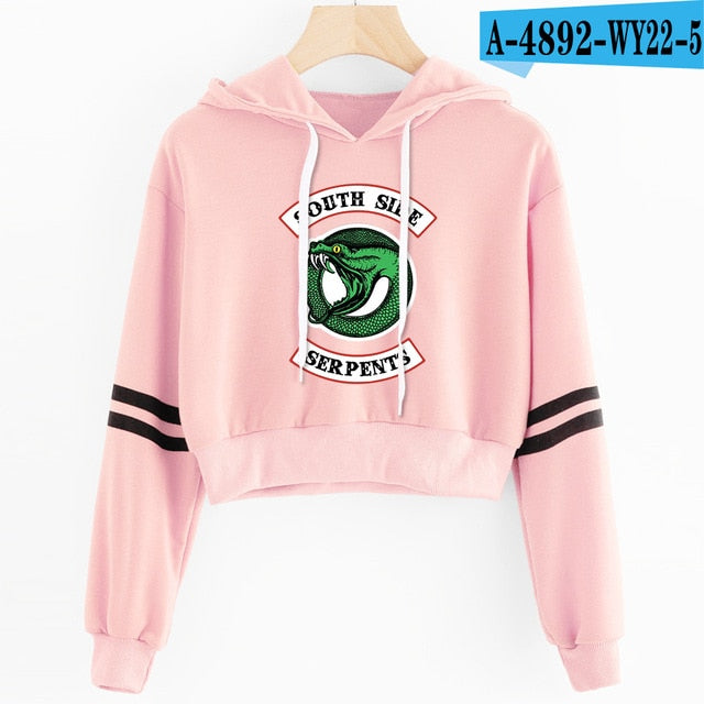 Women Sexy Crop Top Hoodies RIVERDALE Southside Serpent Print harajuku Casual Hoodies Sweatshirts