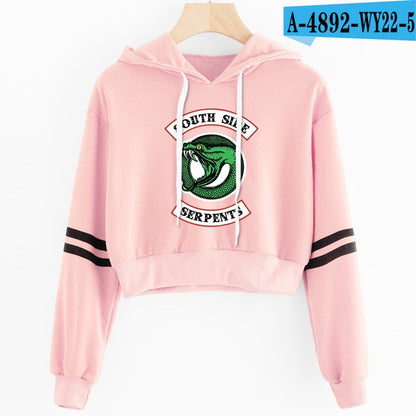 Women Sexy Crop Top Hoodies RIVERDALE Southside Serpent Print harajuku Casual Hoodies Sweatshirts