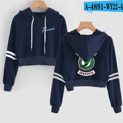 Women Sexy Crop Top Hoodies RIVERDALE Southside Serpent Print harajuku Casual Hoodies Sweatshirts