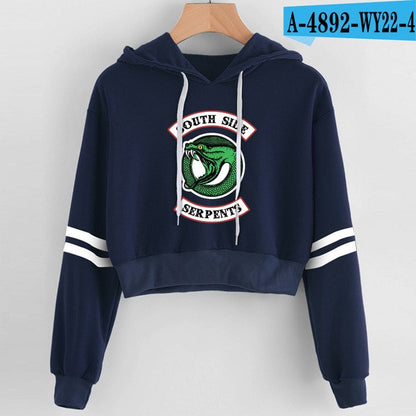 Women Sexy Crop Top Hoodies RIVERDALE Southside Serpent Print harajuku Casual Hoodies Sweatshirts