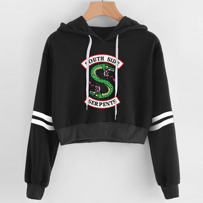 Women Sexy Crop Top Hoodies RIVERDALE Southside Serpent Print harajuku Casual Hoodies Sweatshirts