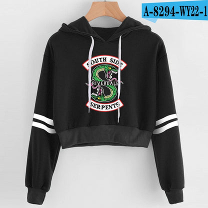 Women Sexy Crop Top Hoodies RIVERDALE Southside Serpent Print harajuku Casual Hoodies Sweatshirts