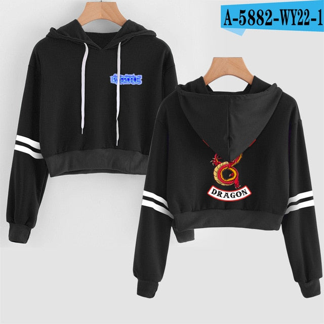 Women Sexy Crop Top Hoodies RIVERDALE Southside Serpent Print harajuku Casual Hoodies Sweatshirts