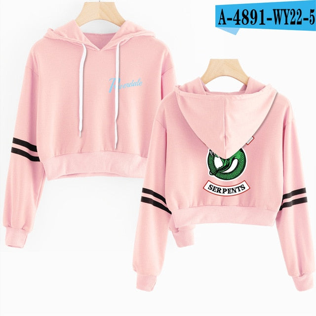 Women Sexy Crop Top Hoodies RIVERDALE Southside Serpent Print harajuku Casual Hoodies Sweatshirts
