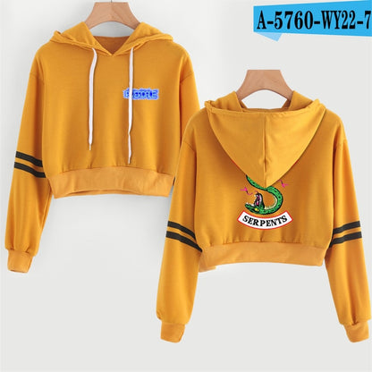 Women Sexy Crop Top Hoodies RIVERDALE Southside Serpent Print harajuku Casual Hoodies Sweatshirts