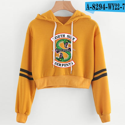 Women Sexy Crop Top Hoodies RIVERDALE Southside Serpent Print harajuku Casual Hoodies Sweatshirts