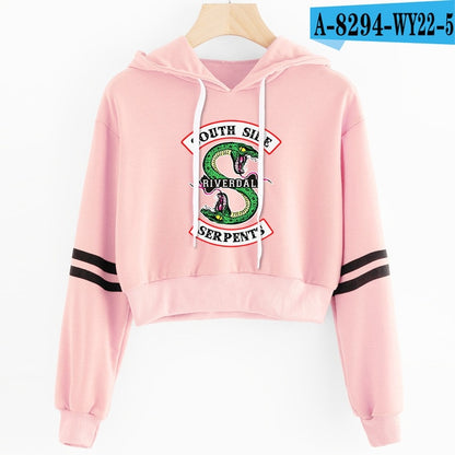 Women Sexy Crop Top Hoodies RIVERDALE Southside Serpent Print harajuku Casual Hoodies Sweatshirts
