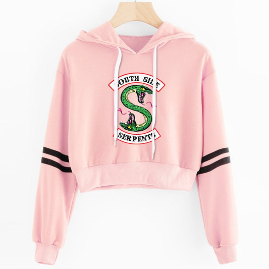 Women Sexy Crop Top Hoodies RIVERDALE Southside Serpent Print harajuku Casual Hoodies Sweatshirts