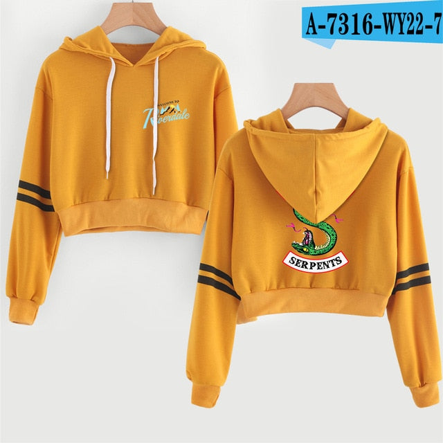 Women Sexy Crop Top Hoodies RIVERDALE Southside Serpent Print harajuku Casual Hoodies Sweatshirts