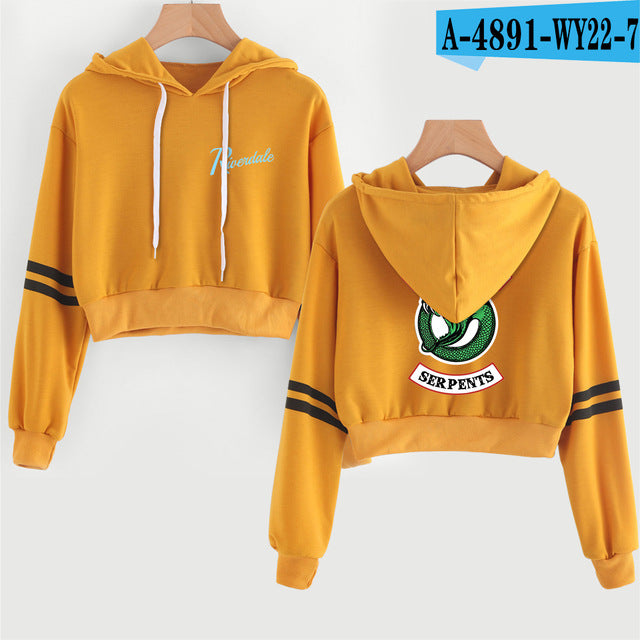 Women Sexy Crop Top Hoodies RIVERDALE Southside Serpent Print harajuku Casual Hoodies Sweatshirts