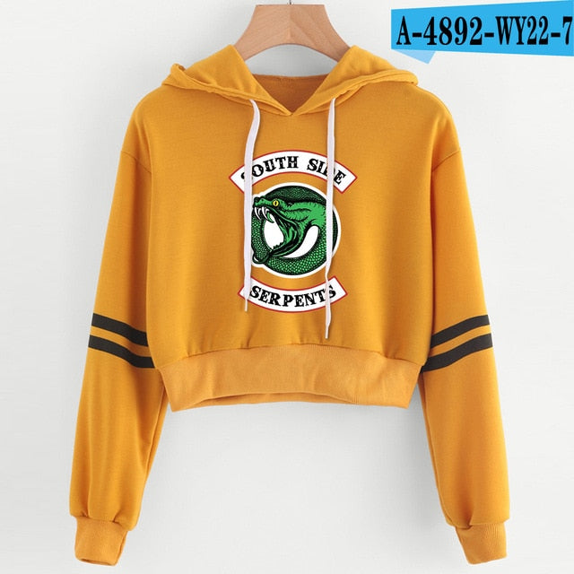 Women Sexy Crop Top Hoodies RIVERDALE Southside Serpent Print harajuku Casual Hoodies Sweatshirts