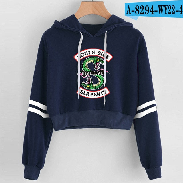 Women Sexy Crop Top Hoodies RIVERDALE Southside Serpent Print harajuku Casual Hoodies Sweatshirts