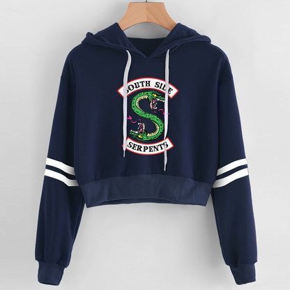 Women Sexy Crop Top Hoodies RIVERDALE Southside Serpent Print harajuku Casual Hoodies Sweatshirts