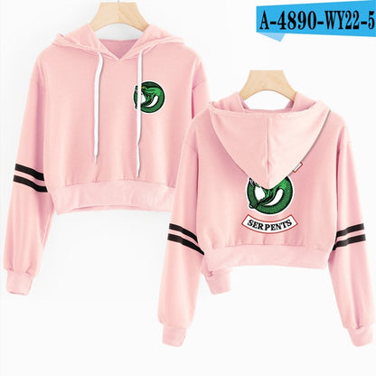 Women Sexy Crop Top Hoodies RIVERDALE Southside Serpent Print harajuku Casual Hoodies Sweatshirts
