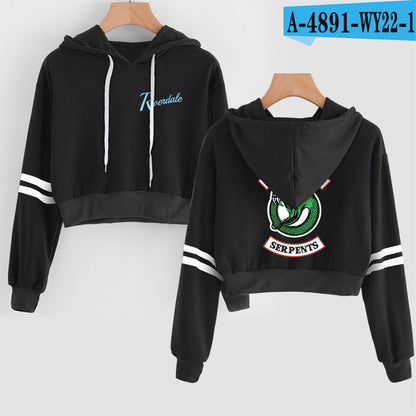 Women Sexy Crop Top Hoodies RIVERDALE Southside Serpent Print harajuku Casual Hoodies Sweatshirts