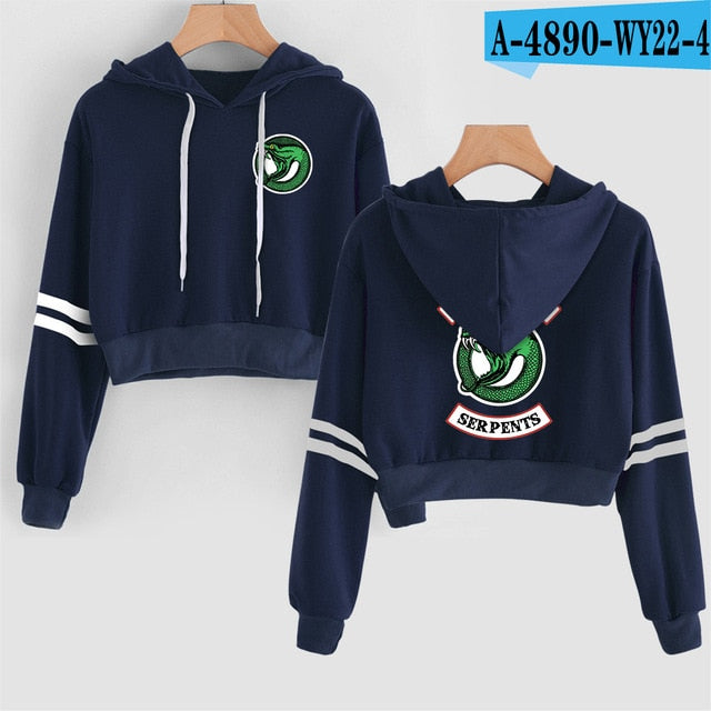 Women Sexy Crop Top Hoodies RIVERDALE Southside Serpent Print harajuku Casual Hoodies Sweatshirts